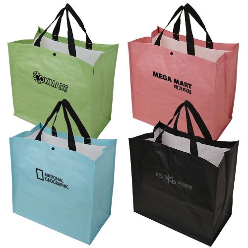 파스텔&블랙 타포린 마트가방 (42x23x40cm) 1P 사진