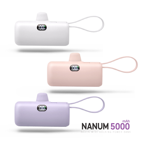 바른생활 나눔5000 듀얼 도킹 일체형 보조배터리 5000mAh c타입+8핀 1P 사진