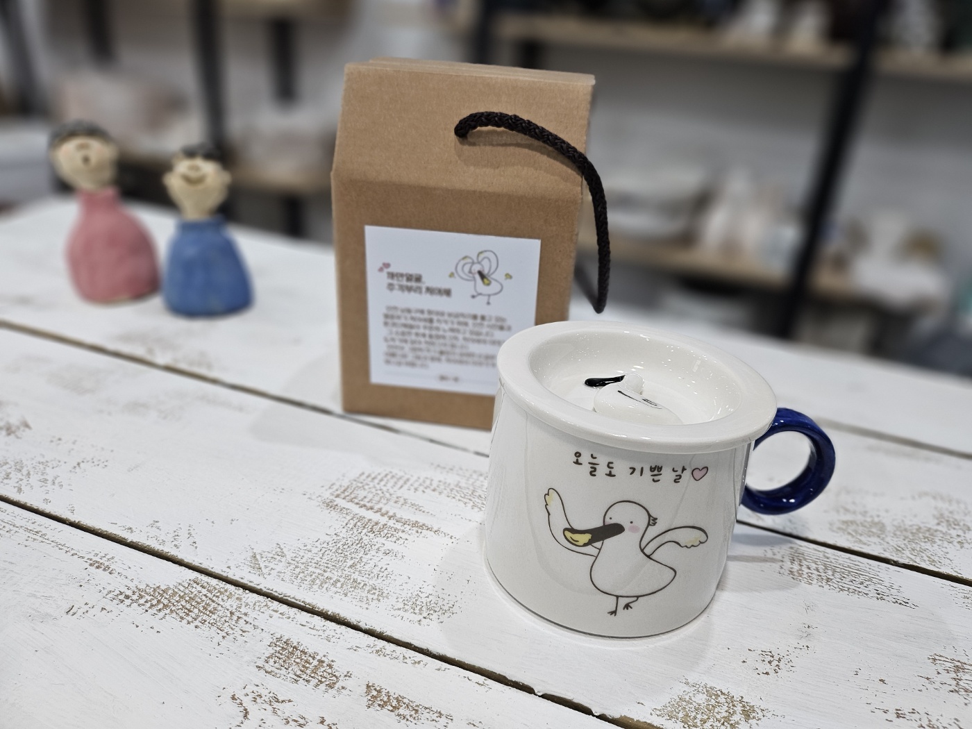 저어새 뚜껑머그 사진