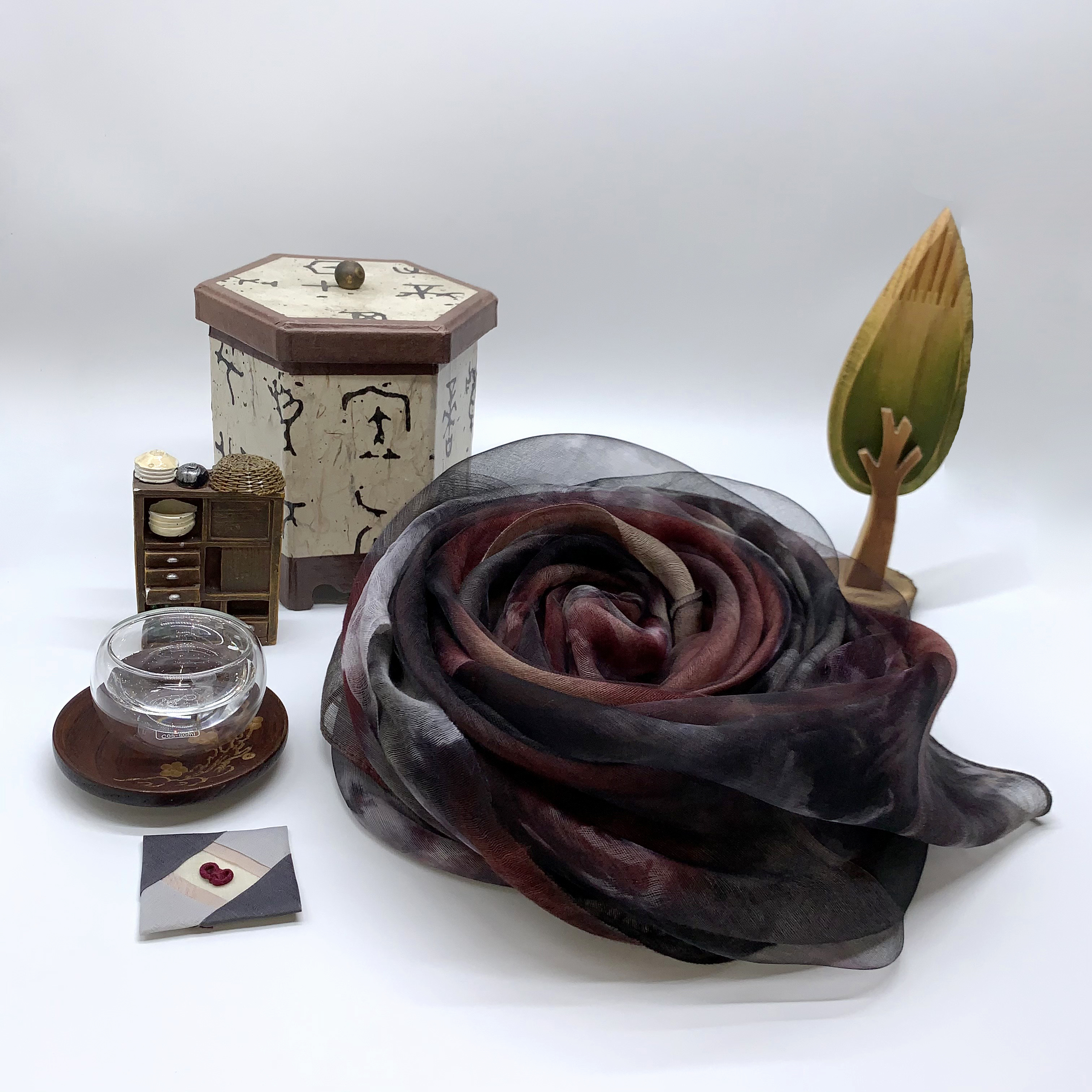 [자연과창의성] 천연염색 울,실크 2중 스카프 사진